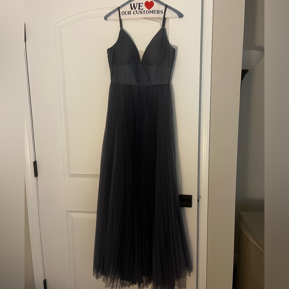 Blue pleated formal dress